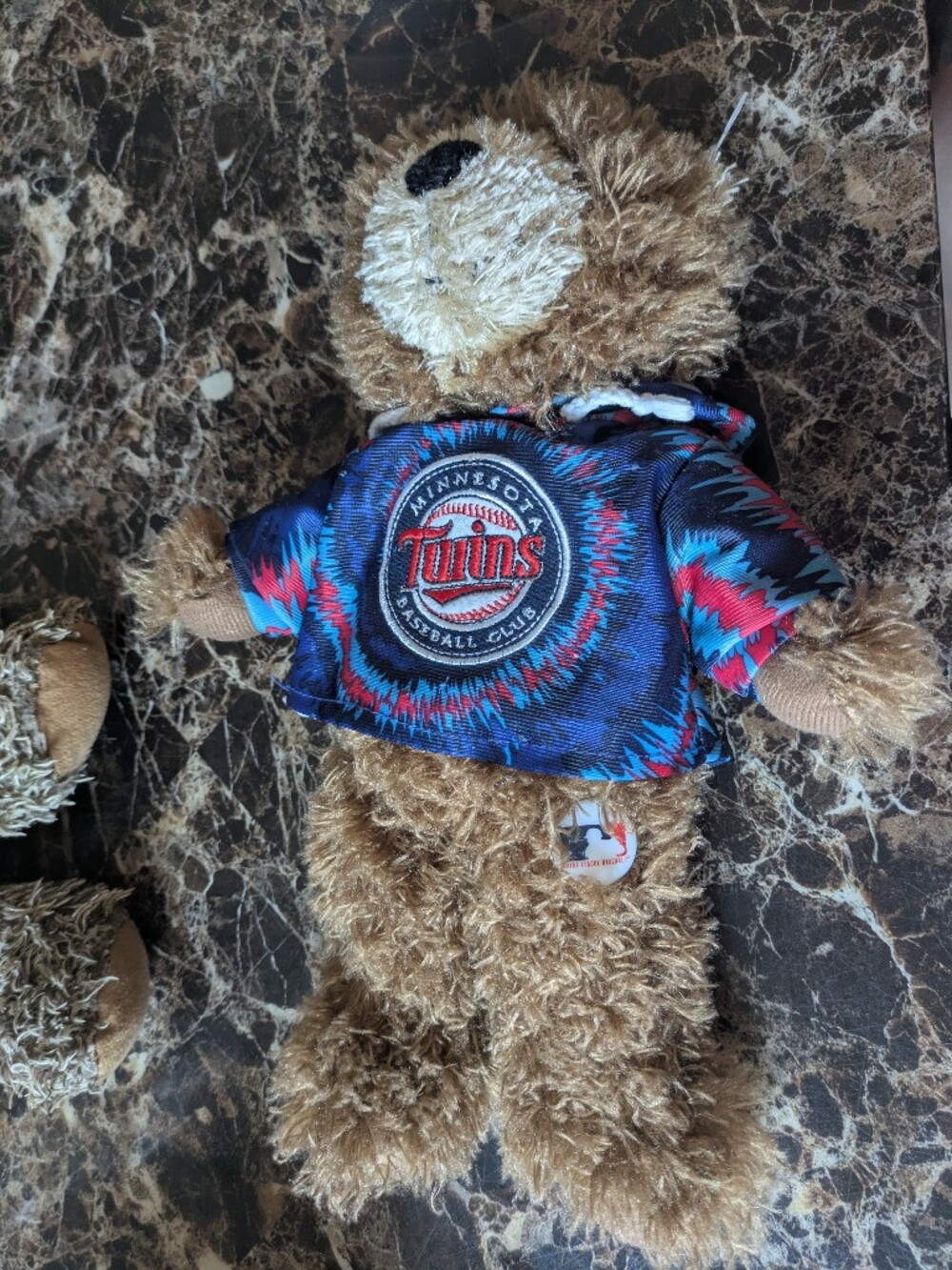 Minnesota Twins Brown Plush Bear in Blue Tie-Dye Jacket